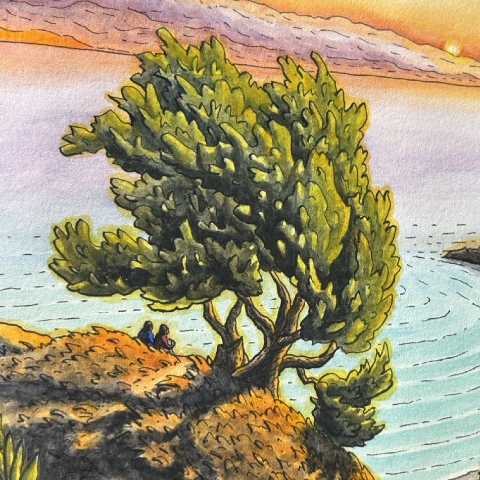 "Mt. Tam Sunset" Original Artwork (Framed) - Image 3